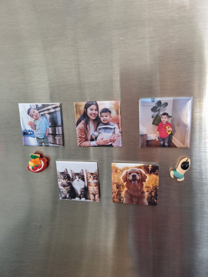 Set of 3 | Fridge Photo Magnets – 2" x 2" Square | Personalized Picture Magnets