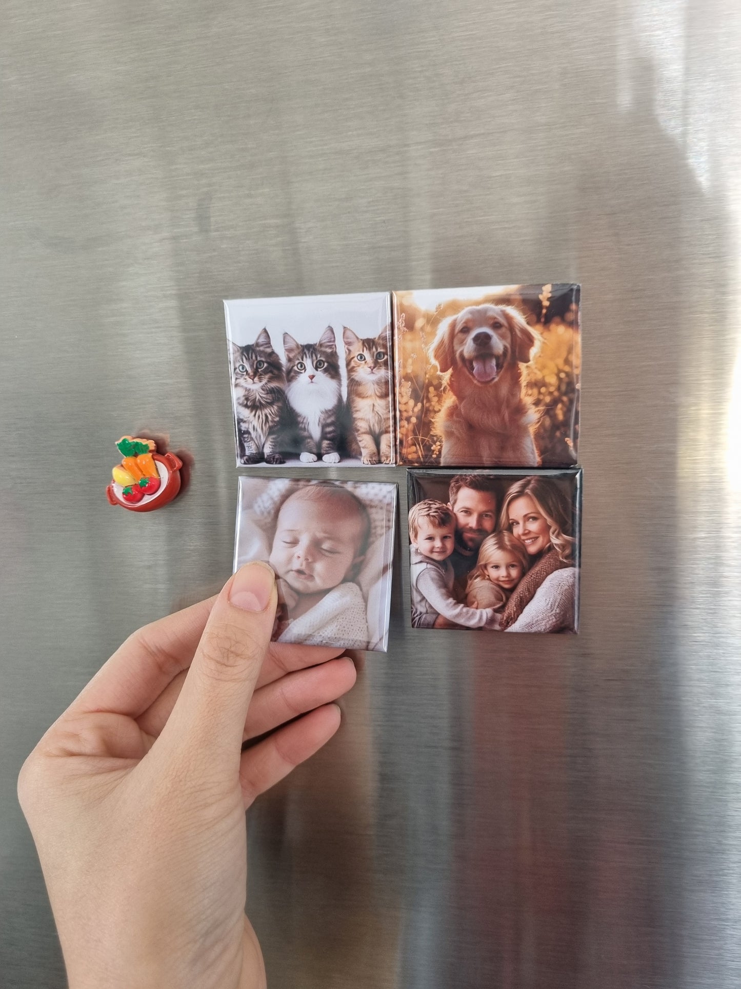 Set of 3 | Fridge Photo Magnets – 2" x 2" Square | Personalized Picture Magnets