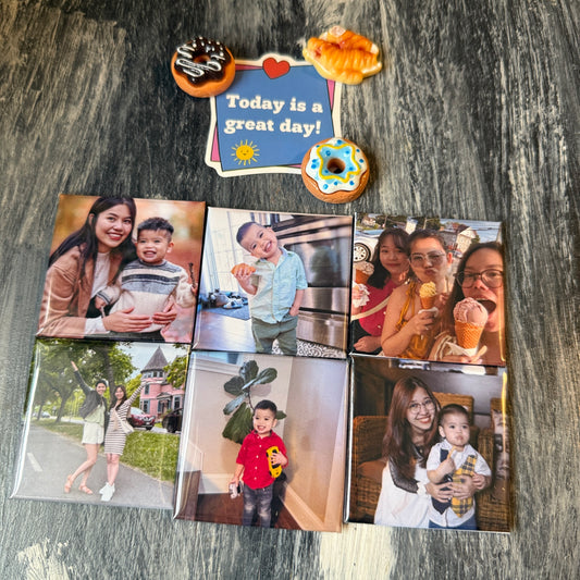 Set of 6 | Customized Photo Magnets Personalized - 2"x2" square | Fridge Magnets | Personalized Gift Friends Family Fridge Home Decor