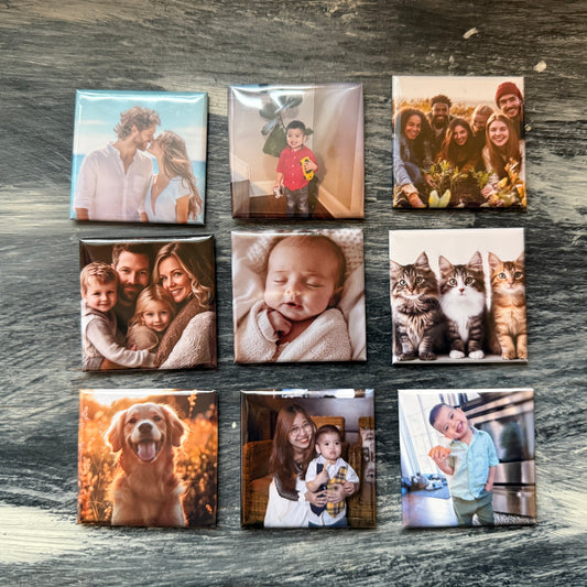 Set of 9 | Custom Photo Magnets 2"x2" square | Fridge Magnets | Personalized Magnets | Fun Magnets | Professional Photographs | Instagram Photos | Memories